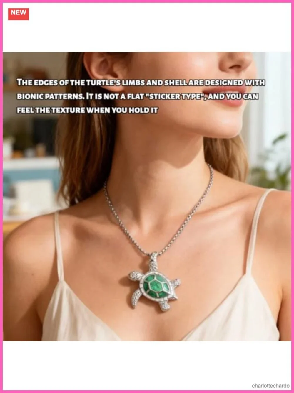 Sea Turtle Pendant Necklace Silver Plated Link Chain Adjustable Animal Jewelry